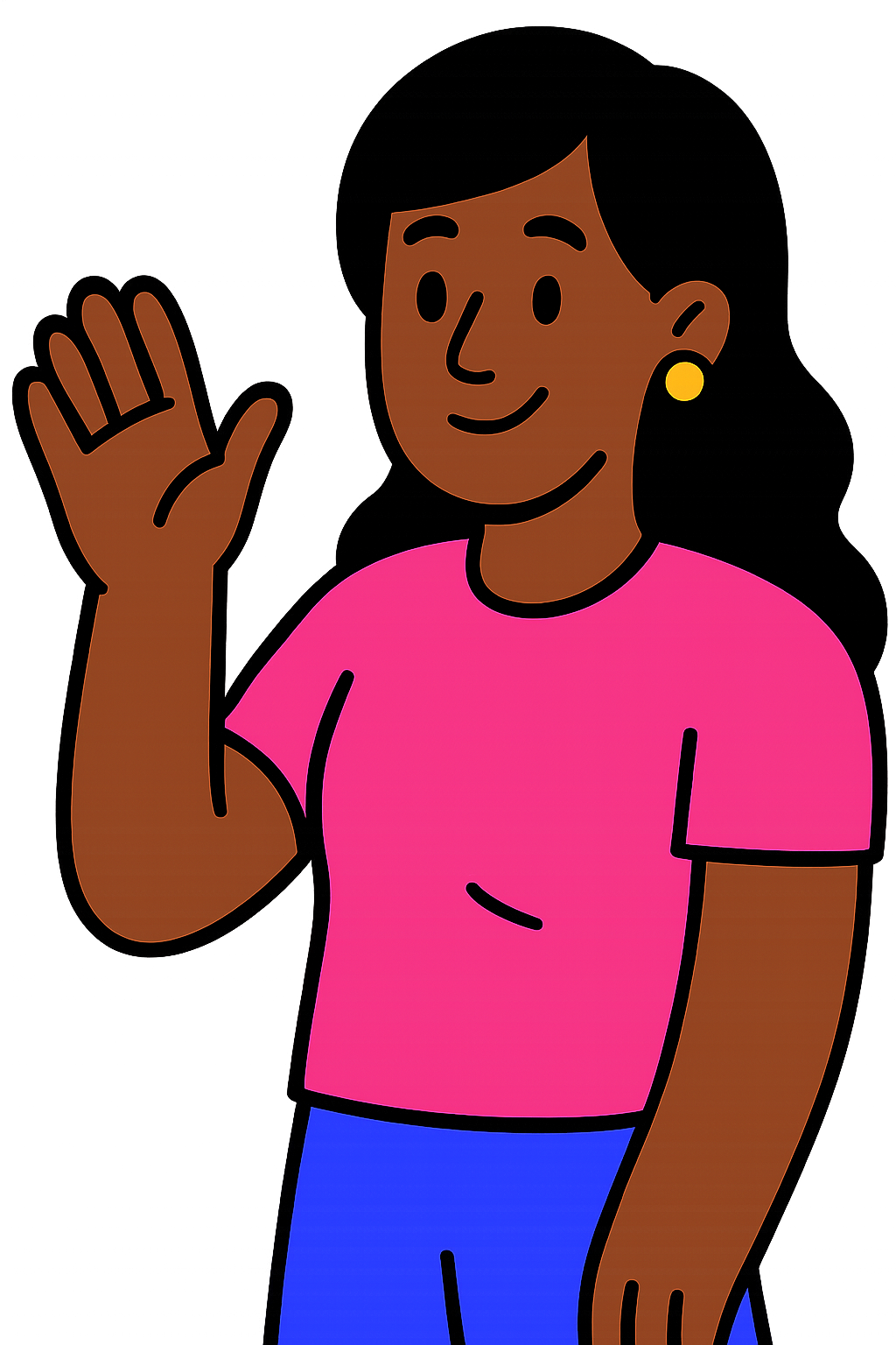 Friendly woman waving illustration